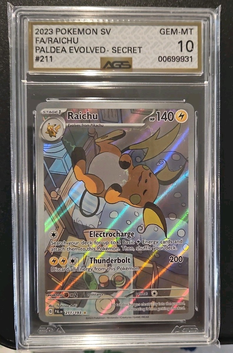 2023年 ポケモンカード RAICHU GEM MT 10 Raichu 211/193 Sv02: Paldea Evolved Holo AGS GEM MT 10 | eBay