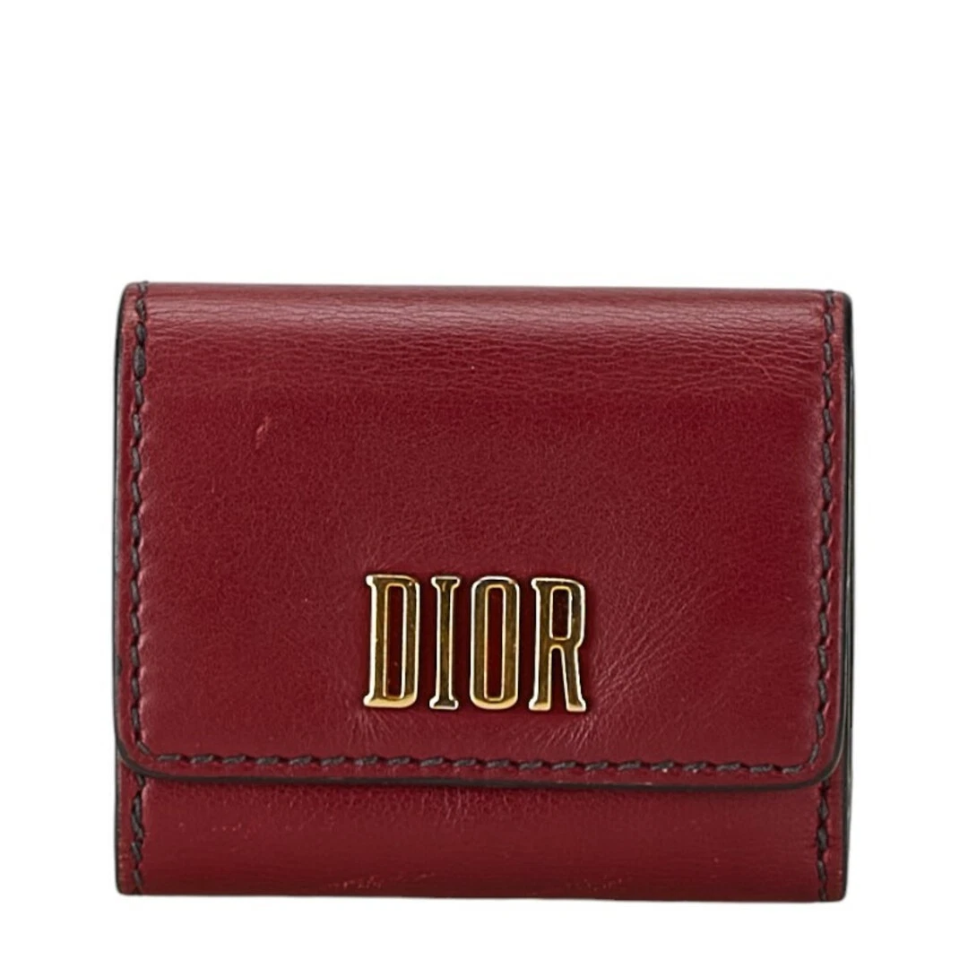 Portefeuille Dior D Fence Lotus triple cuir compact femme 1 0168378