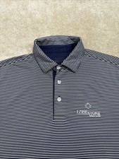 Straight Down Golf Polo Shirt Mens Large Blue Whote Striped Performance