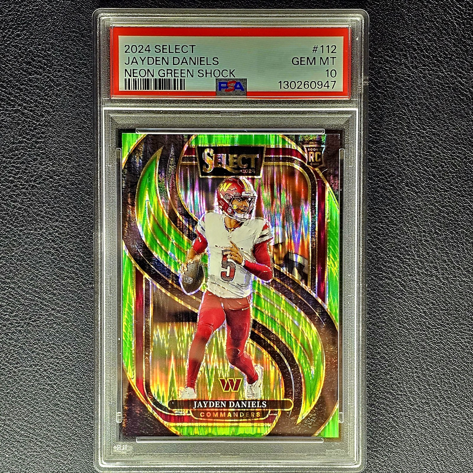 2024 PANINI SELECT NEON GREEN SHOCK #112 JAYDEN DANIELS ROOKIE RC 351/499 PSA 10