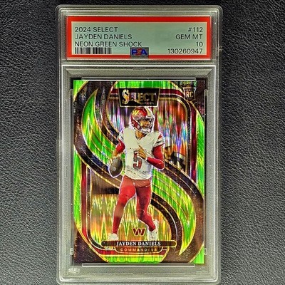 2024 PANINI SELECT NEON GREEN SHOCK #112 JAYDEN DANIELS ROOKIE RC 351/499 PSA 10