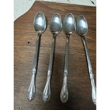Superior Stainless USA Iced Tea Spoons Set of4 Scroll Pattern Long Handle Silver