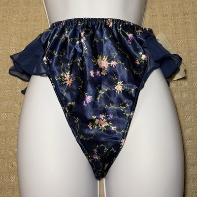 NWT Barbizon VTG Floral FERN Satin & Chiffon Flutter Tap French Cut Panties S/5