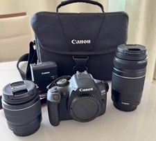 Canon EOS Rebel T7 DSLR Camera w/ 18-55mm 75-300mm Lenses and charger Q21