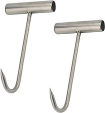2PCS Stainless Steel T Hooks T-Handle Meat Boning Hook for Kitchen Butcher Shop