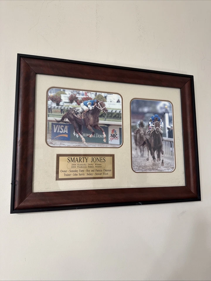 Smarty Jones Framed Photos 2004 Kentucky Derby Winner with COA on back Foto 2 de 4