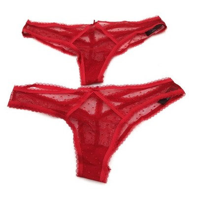 Iris Lilly Damen Unterwäsche Brazilian Netz 2er Pack Kirschrot 38 sexy