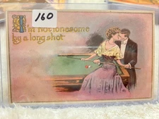 Early 1900's Billiard Post Card. Card Is In A Sleeve Then A Hard Plastic Case
