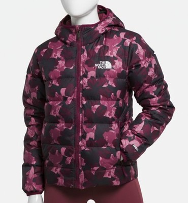 The North Face Girl's Purple Printed Reversible Down Jacket Size M