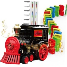 Domino Train Toys Games for Kids - Automated Dominoes-Placing Model Train Black