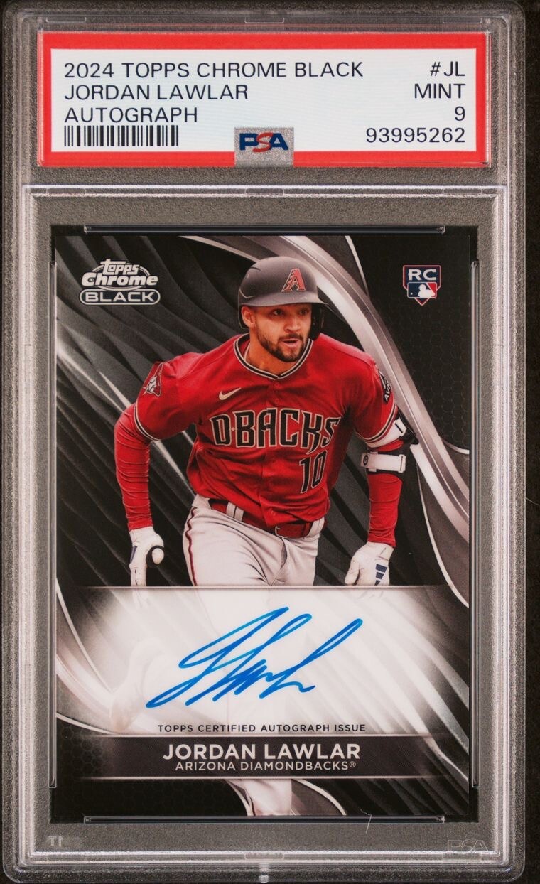 2024 Topps Chrome Black Jordan Lawlar Diamondbacks RC Rookie AUTO PSA 9 MINT