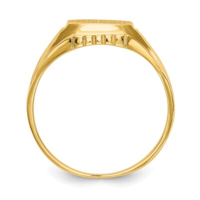Real 14kt Yellow Gold 9.0x9.0mm Open Back Floral Signet Ring S:6