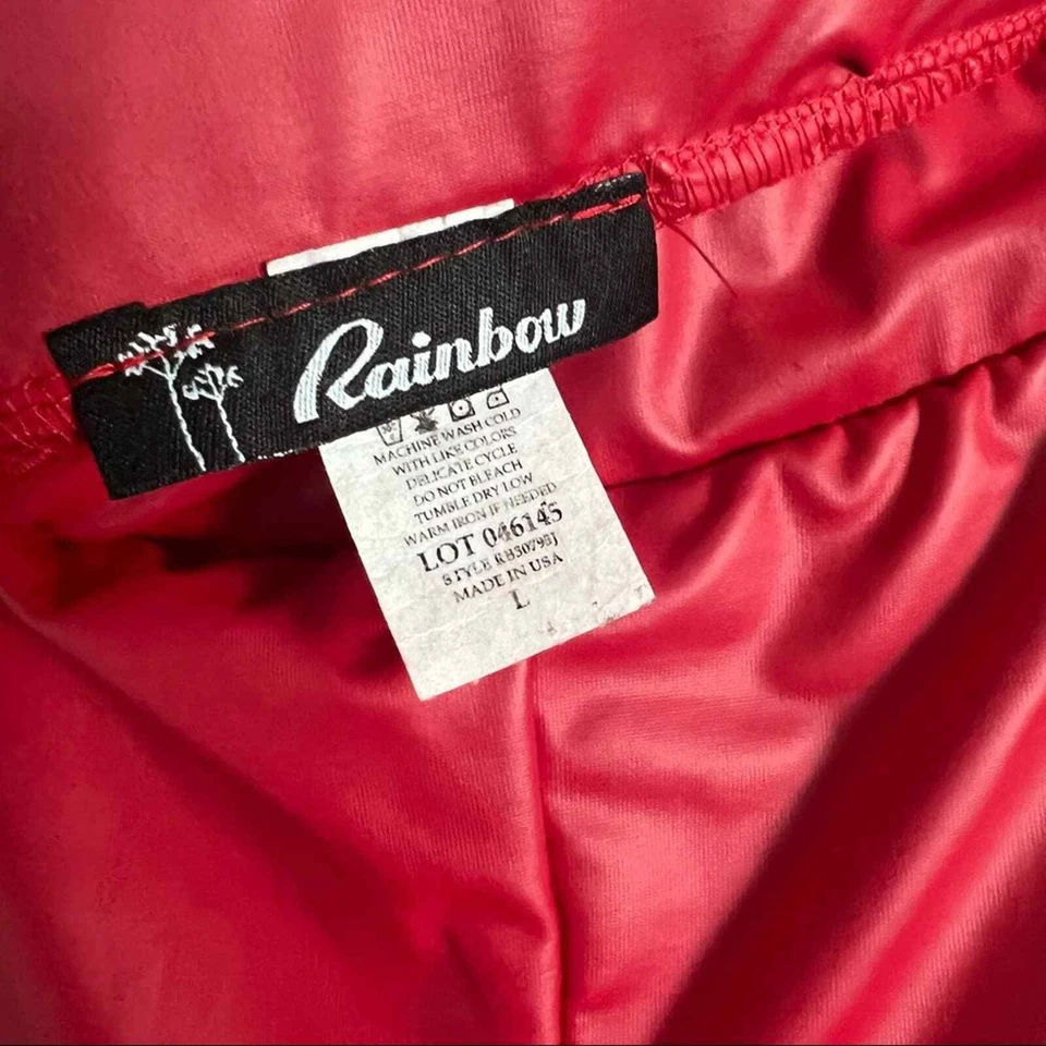 Pantalones de tiro de cuero sintético cintura alta negros arco iris talla L Foto 4 de 4