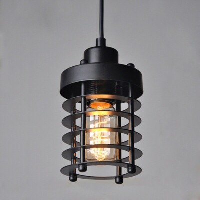 Rustic Vintage Industrial Iron Cage Hanging Pendant Light Ceiling Lamp Fixture
