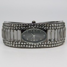 Cuff Bracelet Crystals Inlay Quartz Analog Women's Watch Sz. 6 1/4" New Battery