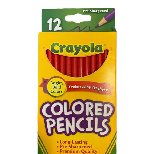 New Crayola Colored Pencils 12 Count Red Orange - Picture 1 of 7