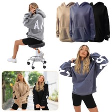 Long Sleeve Letter Hoodies Hooded Sweatshirt Jumper Oversized Baggy Women Tops 