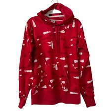 Under Armour Hoodie Womens S Red Abstract Brush Stroke Athletic Casual