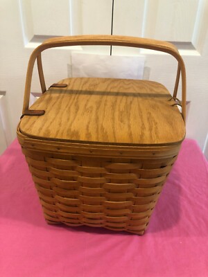 Longaberger ピクニックバスケット Vintage 1994 Longaberger Picnic Basket with Attached Flip