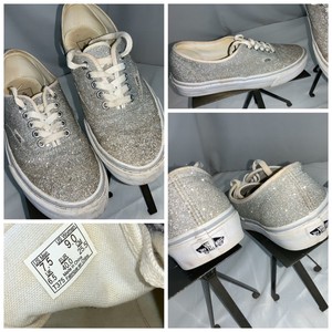 vans authentic glitter skate shoe silver