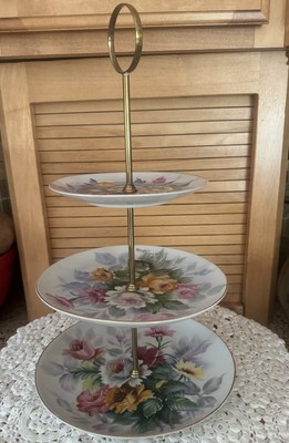 Custom High Tea Three Tier Cake Stand Vintage 3 Porcelain Plates Party 14'' x 10''