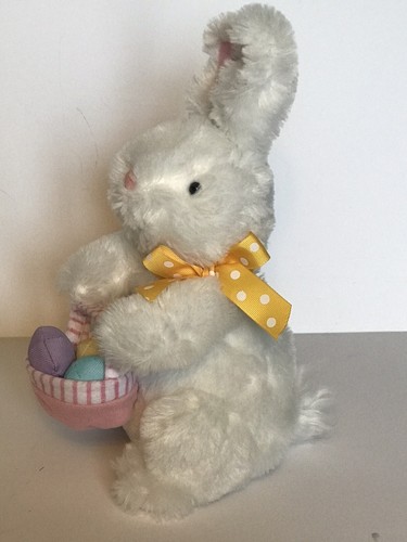 Cesta de Pascua de peluche de conejo blanco conejo con huevos Los libros son divertidos - Imagen 2 de 11