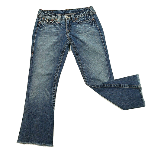 True Religion Joey Flare Jeans Frayed 