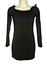 NWT Nasty Girl Black Bardot Ribbed Off Shoulder Long Sleeve Mini Dress 6