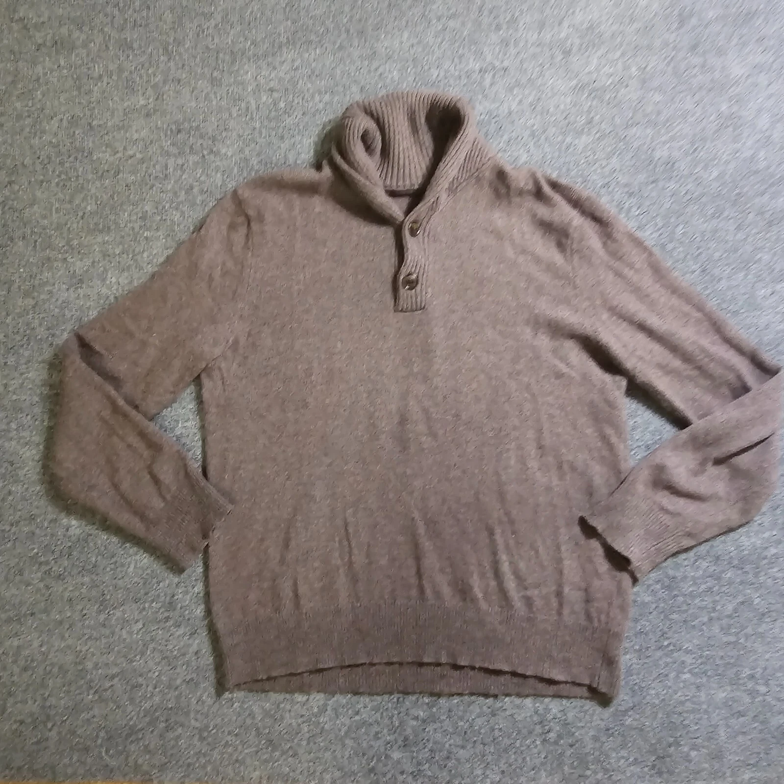 J Crew Sweater Mens Large Brown Wool Long Sleeve Shawl Collar Casual Preppy