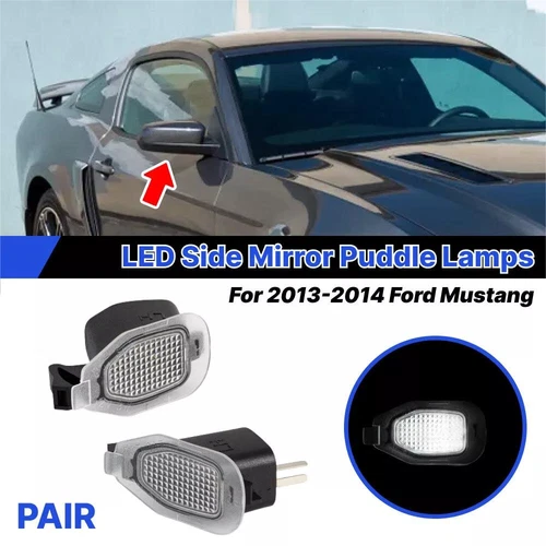 For 2013-2014 Ford Mustang RH & LH LED Side View Mirror Puddle Lamp White Pair