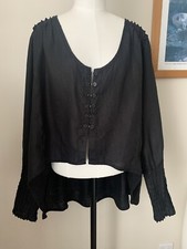 Barbara Speer Linen Jacket Lagenlook Gothic Black Oversized Dropped Back Slouchy