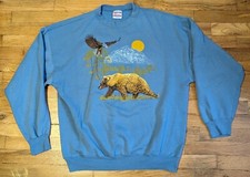 Vtg Pullover Bear Sweatshirt - XL   Hanes 1990 Air Waves - 90s Eagle Nature