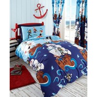 Kid's Club Pirates Single Duvet Cover And 1 Pillowcase Bed Set Polycotton Blue Kid's Club Pirates Single Duvet Cover And 1 Pillowcase Bed Set Polycotton Blue