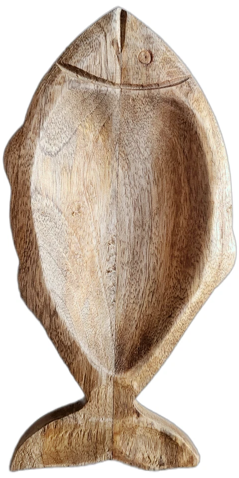 Coastal Carved Fish-Shaped Mango Wood Small Serving Tray-8" x 4.5" x 1" - Image 2 of 4