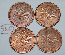 Canada 4 x 1985 1 Cent Copper One Canadian Penny Coin Lot# 560