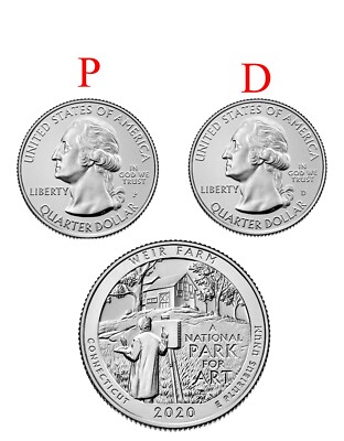2020 P&D WEIR FARM CONNECTICUT NATIONAL PARK QUARTERS UNCIRCULATED 2 COIN SET