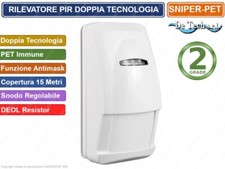 PIR SENSORE RIVELATORE DOPPIA TECNOLOGIA 15 METRI PET IMMUNE GRADO 2 ANTIMASK