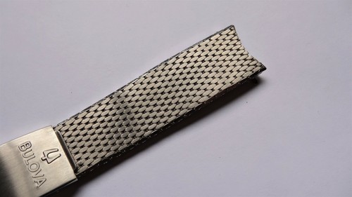 BULOVA heavy mesh stainless steel vintage bracelet watch band 18mm curved ends - Picture 7 of 8