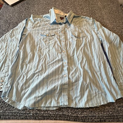 Life style Shirt Men s 2Xl Diamond Pearl Snap Western Shirt Blue