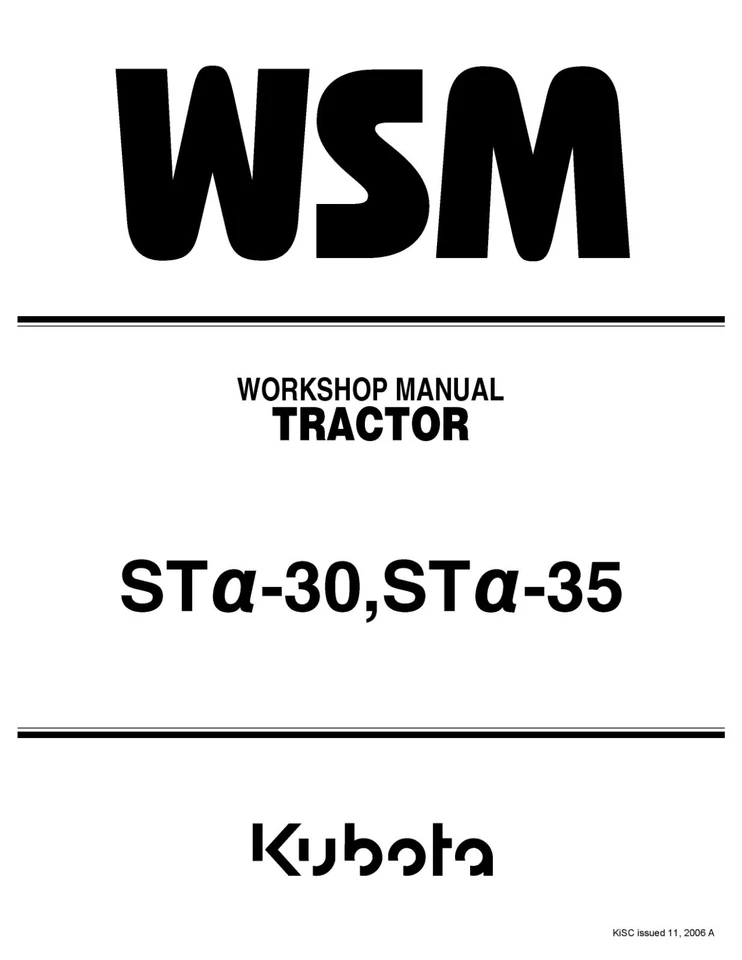 Kubota STA-30,STA-35 - Workshop Manual - Reparaturhandbuch auf Papier