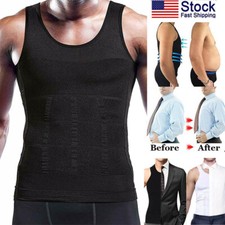 Mens Body Shaper Vest Tank Tops Slimming Abdomen Compression Corset T-Shirt