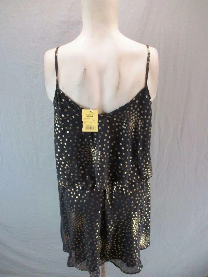 Nuevo con etiquetas Vestido recto BeBop talla M para mujer negro/dorado punto sin mangas de gasa 6G684 Foto 4 de 4