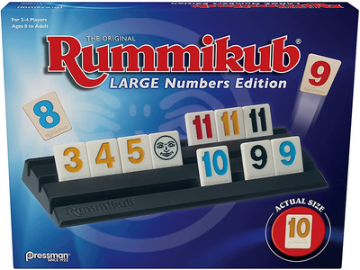 Pressman Rummikub Large Numbers Edition - the Original Rummy Tile Game Blue, 5''