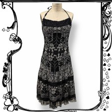 ANNA SUI for Anthropologie Black & Taupe Floral Silk Halter Dress ANNA SUI for Anthropologie Black & Taupe Floral Silk Halter Dress - Image 1