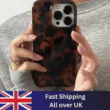 Retro Laser Texture Leopard Print Phone Case for iPhone 16 15 14 13 12 uk