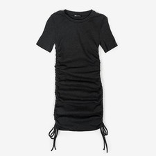 Zara Ribbed Ruched Mini Dress Size M Dark Gray Casual Minimalist Grunge Edgy
