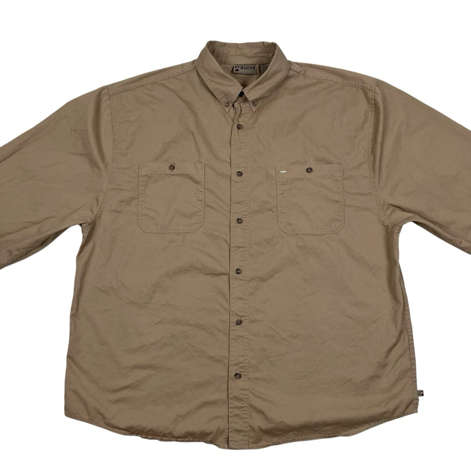 VTG 90s Alpine Design Khaki Button Up Shirt Long Sleeve Cotton Size XXL - Image 2 of 4