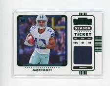 2022 Panini Contenders Jalen Tolbert #RSV-JTO Cowboys Rookie Ticket Swatches