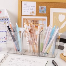 1pc Clear Desk Pen Holder Transparent Stationery Organizer Home Office