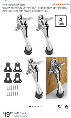 4 Pack Kickdown Door Stop, Commercial Heavy Duty Door Stop, Door Stoppers for...